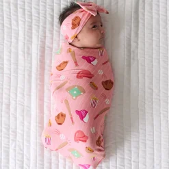 Layette|Swaddles<Little Sleepies Swaddle & Luxe Bow Headband Set All Stars