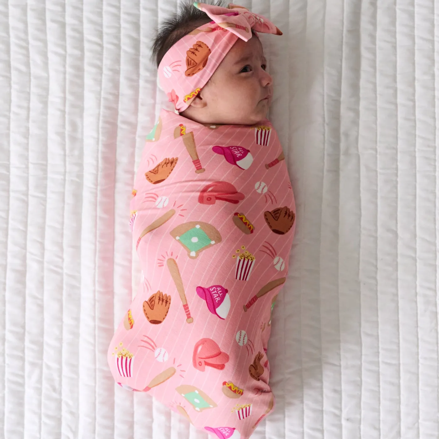 Layette|Swaddles<Little Sleepies Swaddle & Luxe Bow Headband Set All Stars