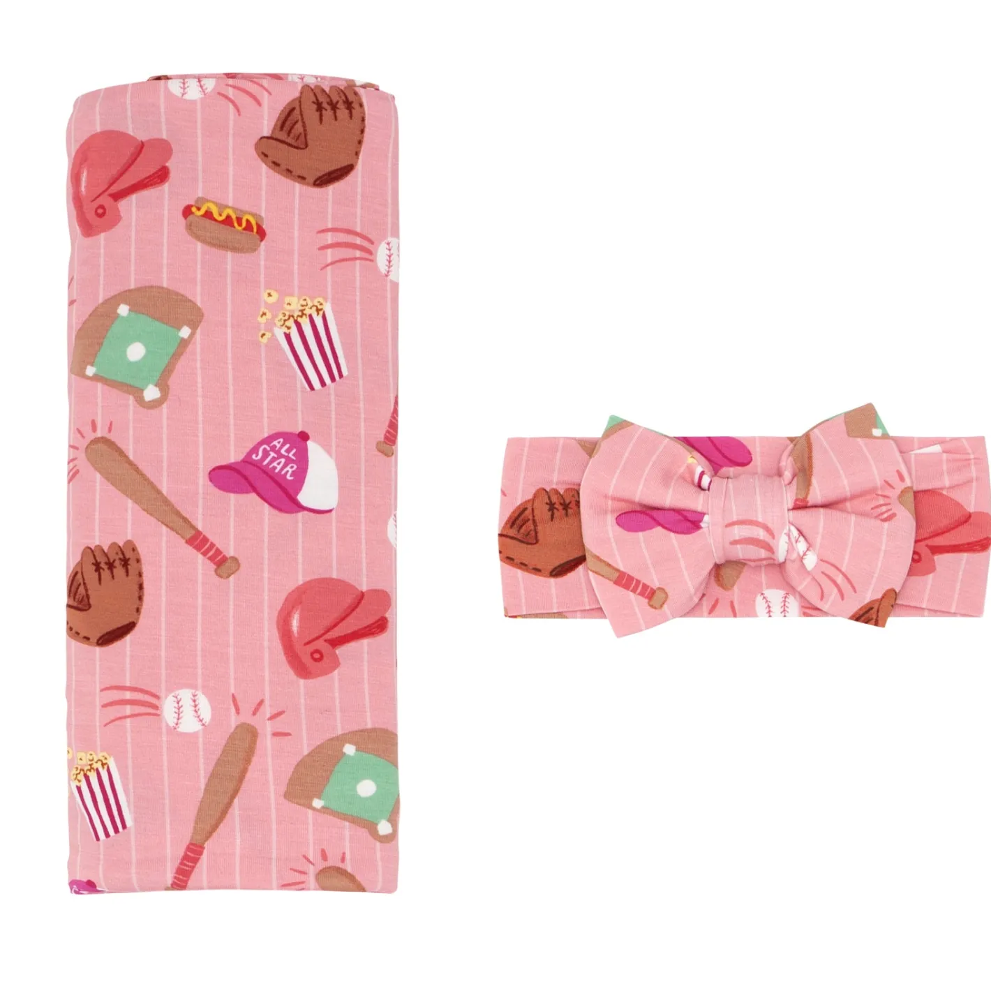 Layette|Swaddles<Little Sleepies Swaddle & Luxe Bow Headband Set All Stars