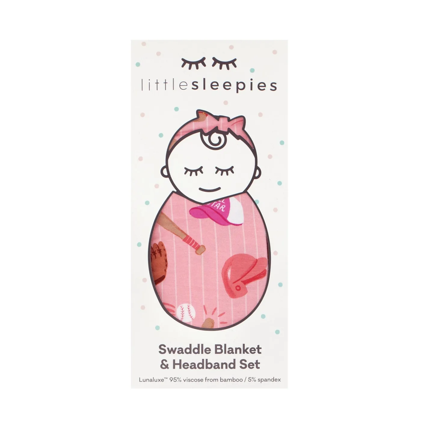 Layette|Swaddles<Little Sleepies Swaddle & Luxe Bow Headband Set All Stars