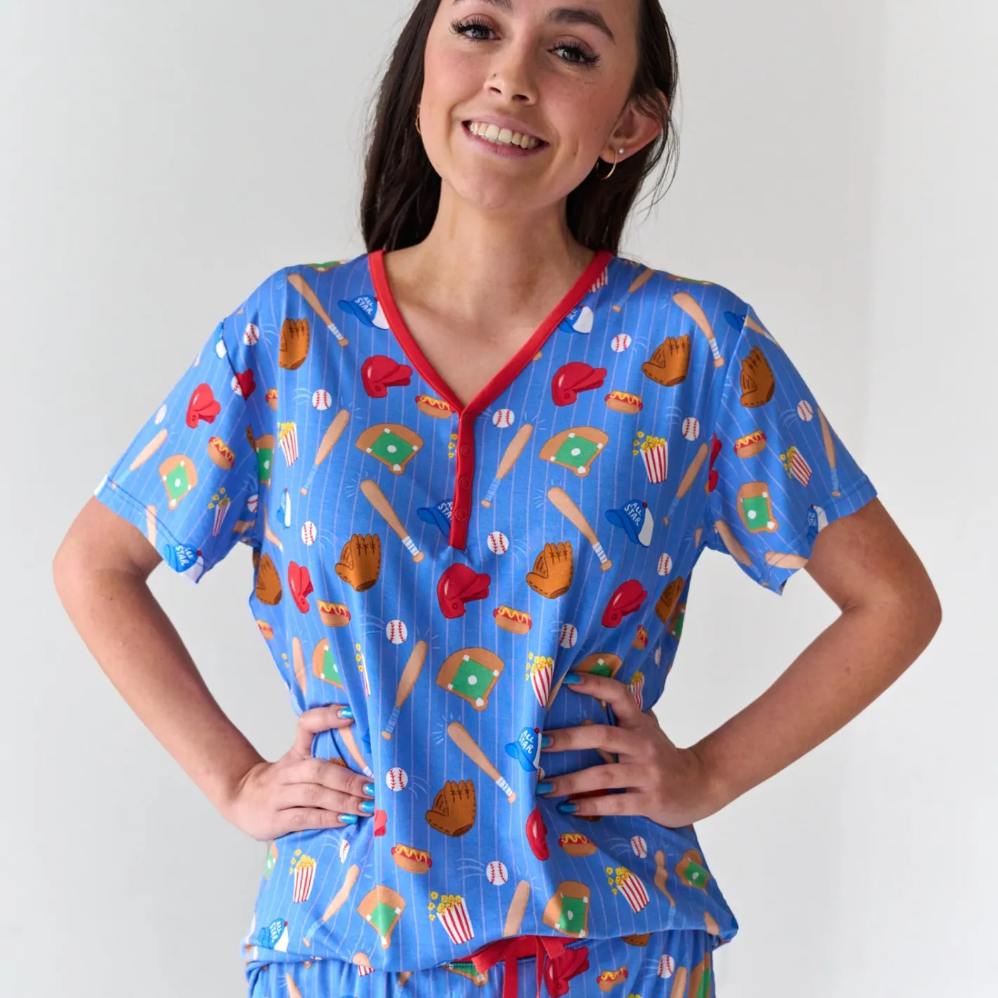 Mommy & Me|Mommy & Me<Little Sleepies Women's Short Sleeve Pajama Top All Stars