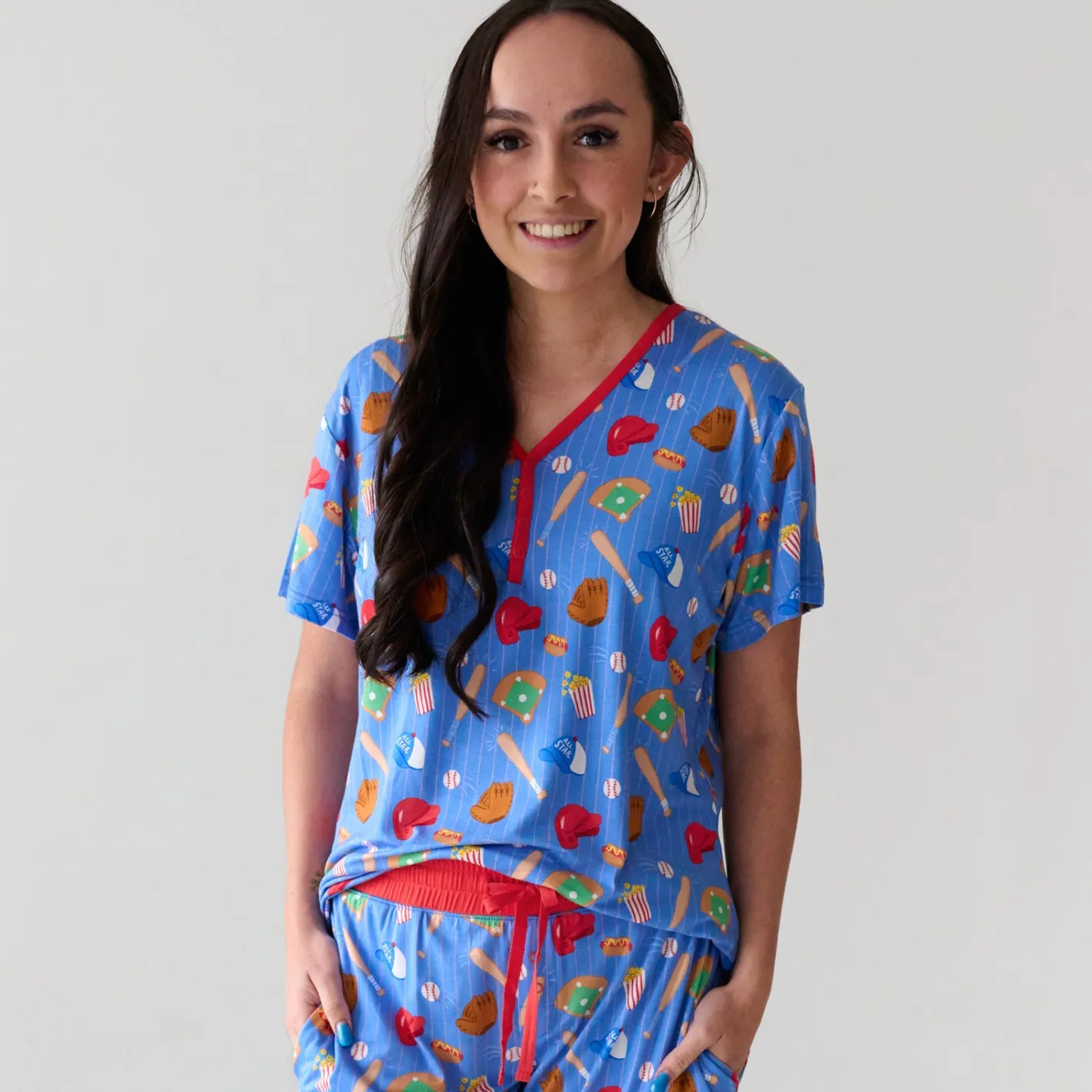 Mommy & Me|Mommy & Me<Little Sleepies Women's Short Sleeve Pajama Top All Stars