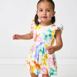 Bamboo Baby Clothes|Bodysuits<Little Sleepies Flutter Twirl Dress with Bodysuit Balloon Bash