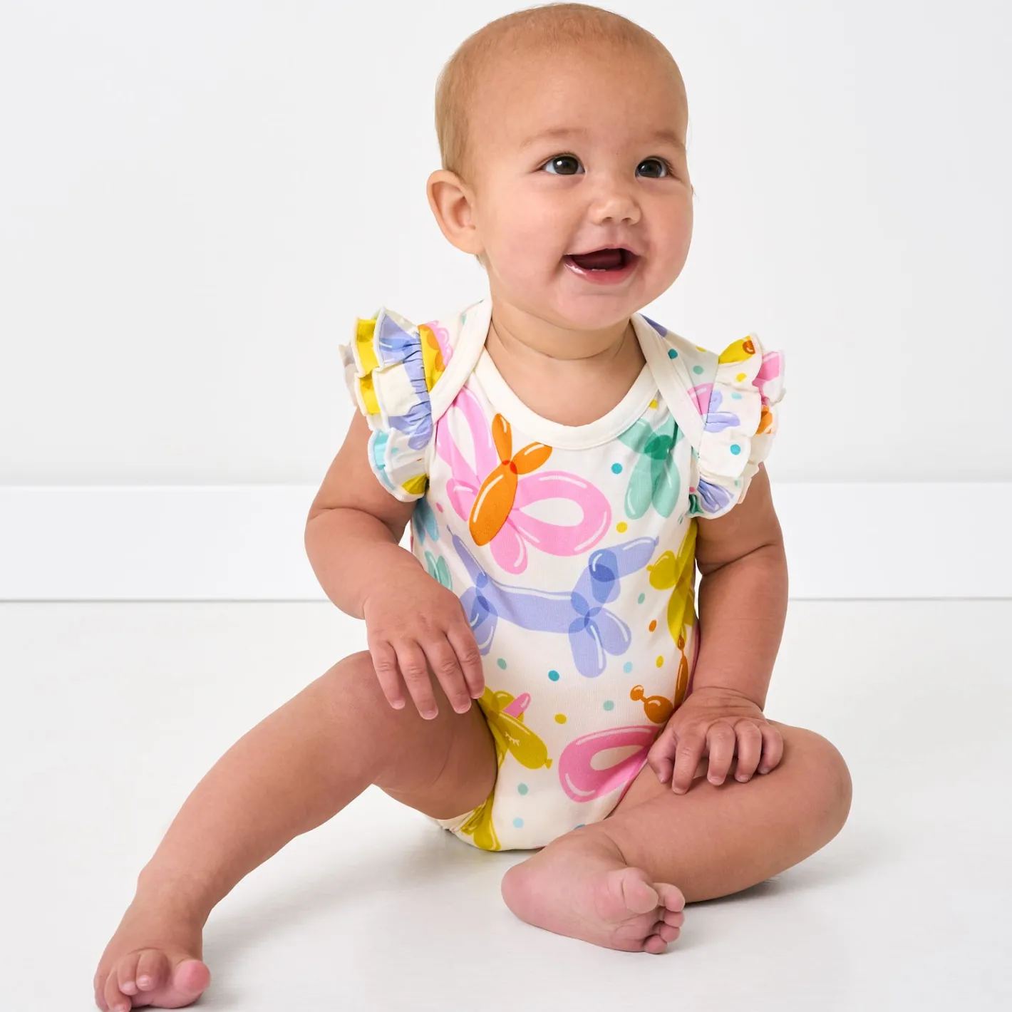 Bamboo Baby Clothes|Bodysuits<Little Sleepies Flutter Bodysuit Balloon Bash