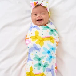 Layette|Swaddles<Little Sleepies Swaddle & Luxe Bow Headband Set Balloon Bash