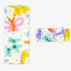 Layette|Swaddles<Little Sleepies Swaddle & Luxe Bow Headband Set Balloon Bash