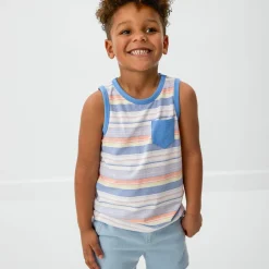 Tops & Tees|Tops & Tees<Little Sleepies Pocket Tank Beachy Stripe