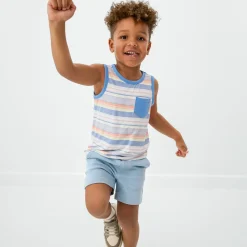 Tops & Tees|Tops & Tees<Little Sleepies Pocket Tank Beachy Stripe
