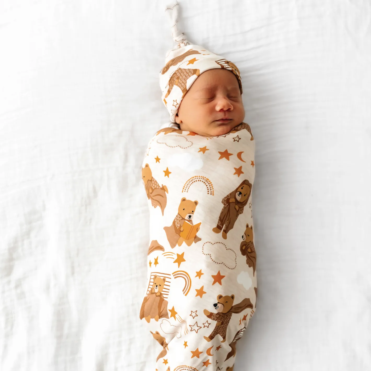 Layette|Swaddles<Little Sleepies Swaddle & Hat Set Beary Sleepy