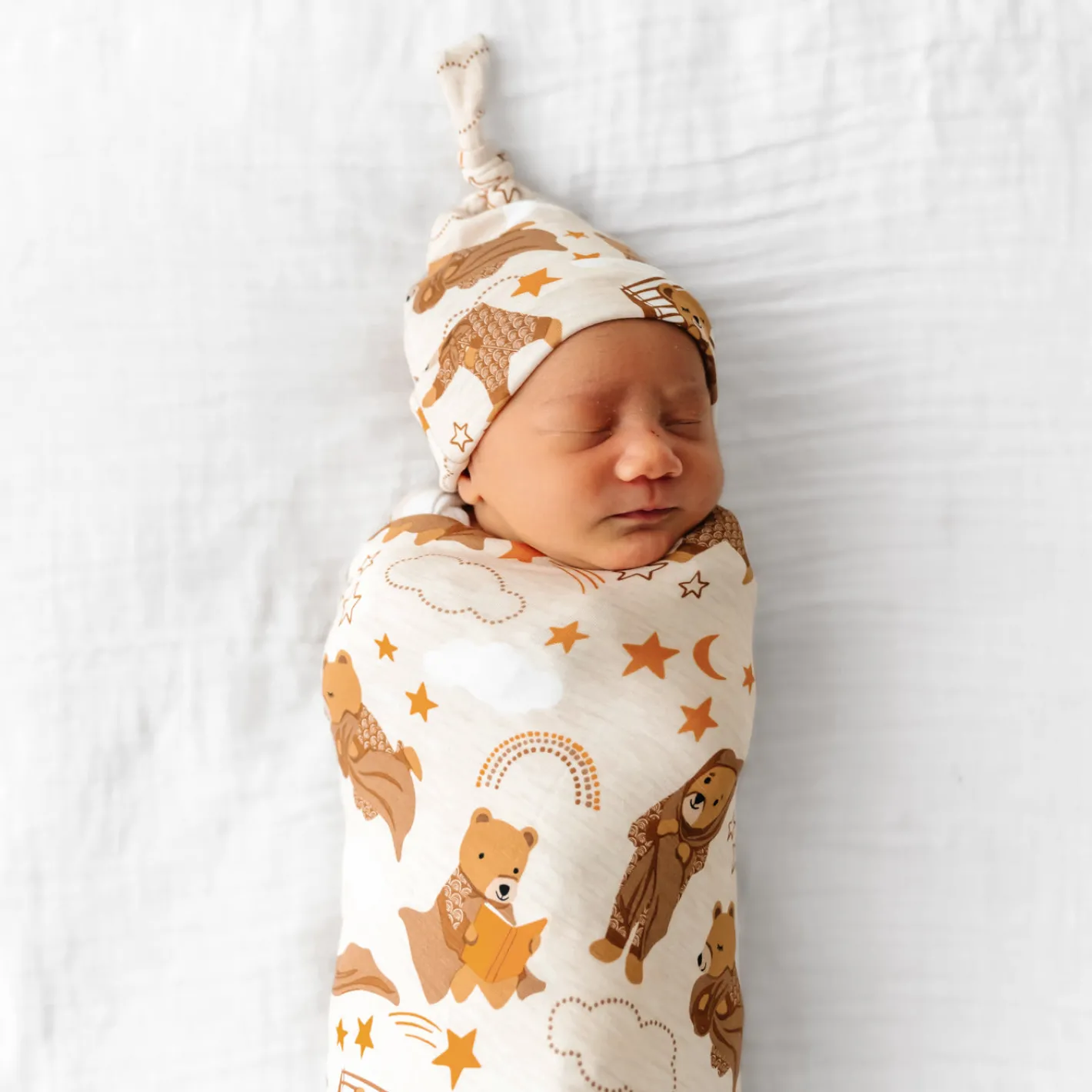 Layette|Swaddles<Little Sleepies Swaddle & Hat Set Beary Sleepy