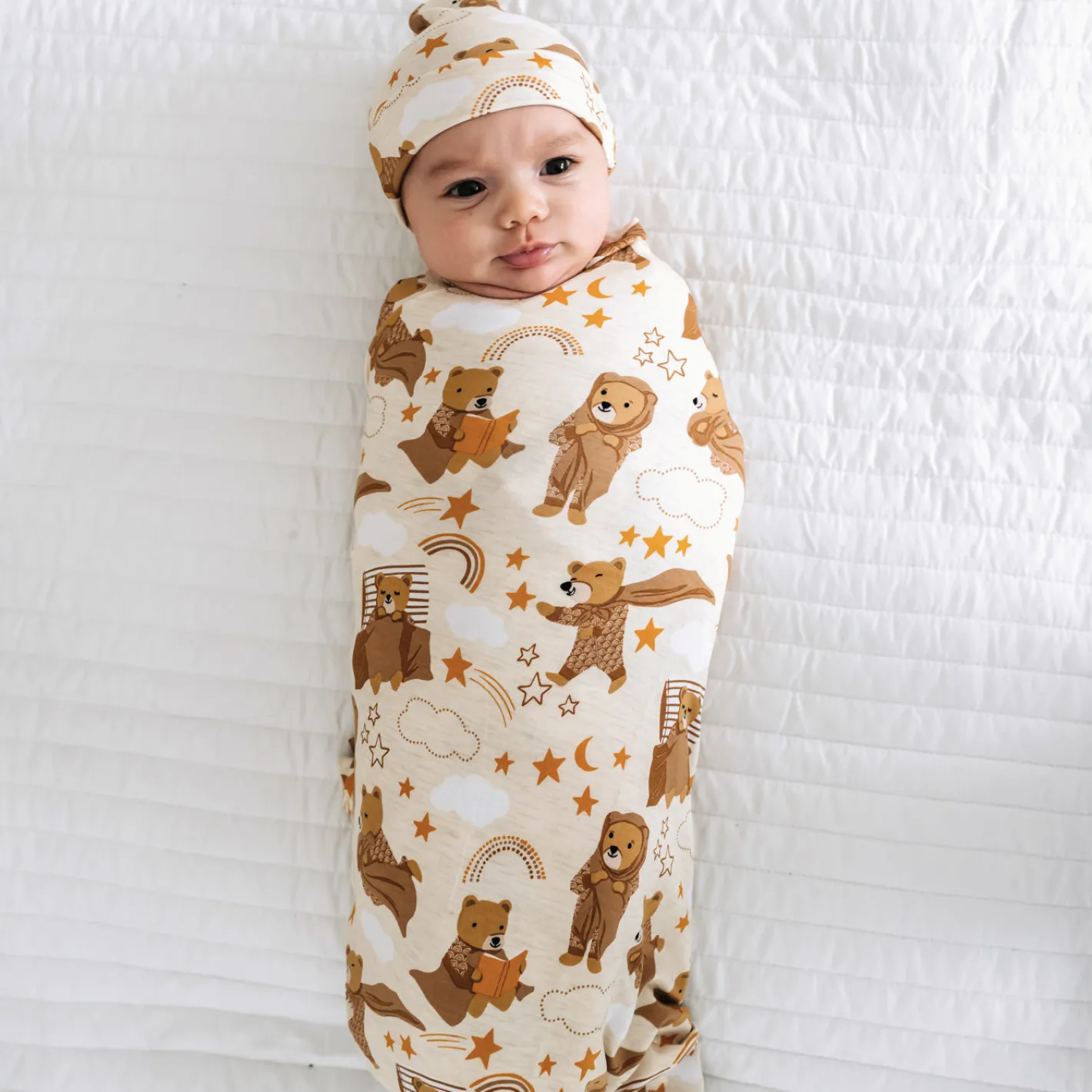 Layette|Swaddles<Little Sleepies Swaddle & Hat Set Beary Sleepy