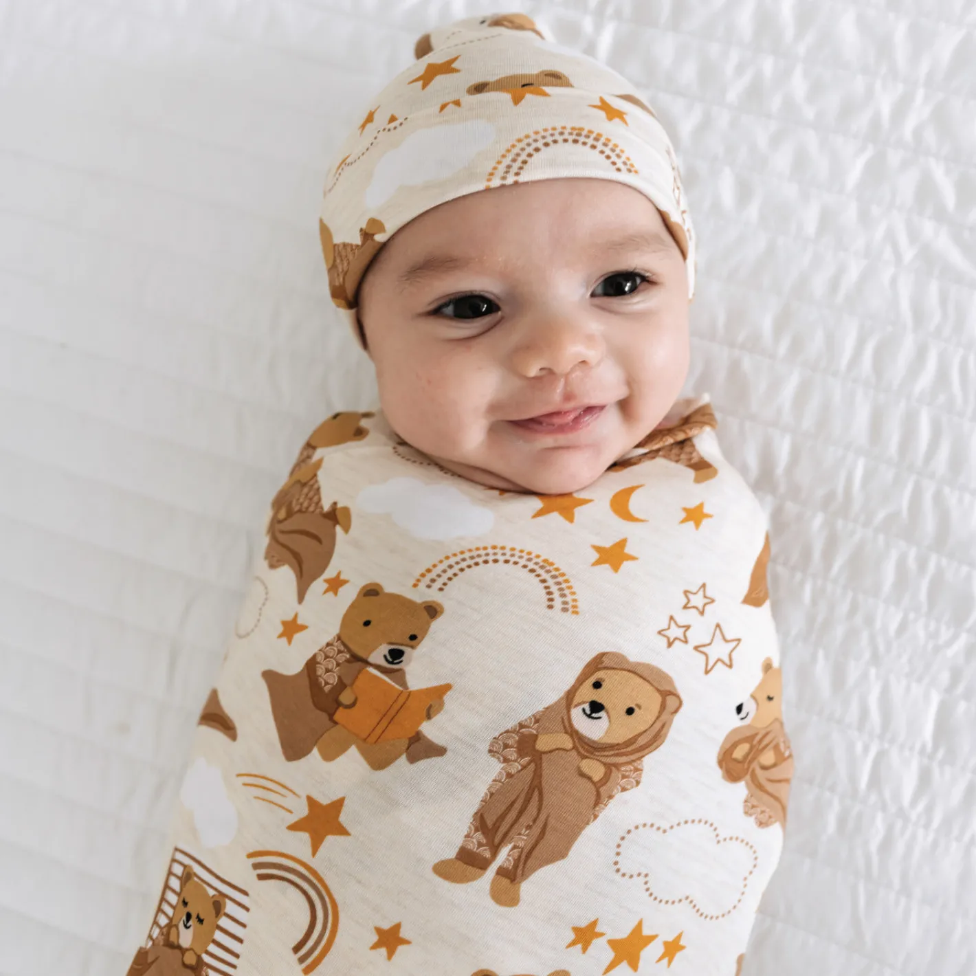 Layette|Swaddles<Little Sleepies Swaddle & Hat Set Beary Sleepy