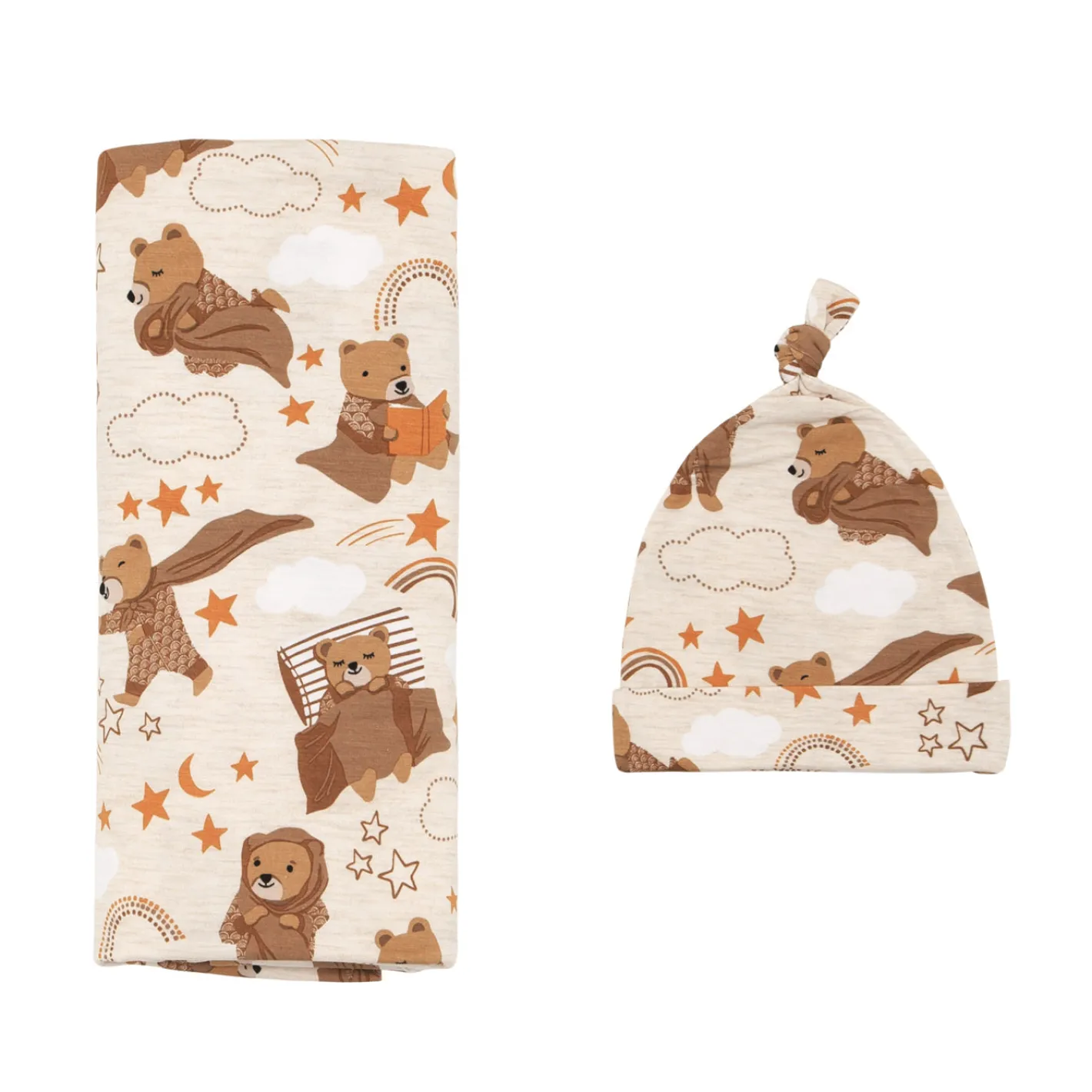 Layette|Swaddles<Little Sleepies Swaddle & Hat Set Beary Sleepy