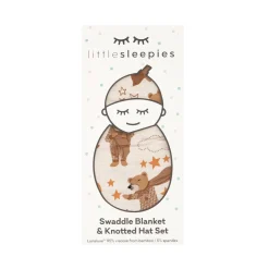 Layette|Swaddles<Little Sleepies Swaddle & Hat Set Beary Sleepy