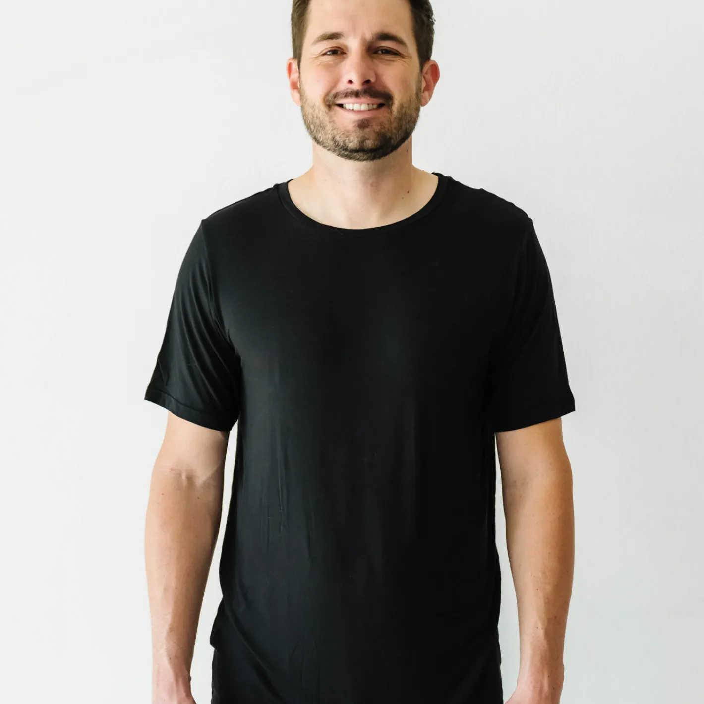 Daddy & Me|Full Family Matching<Little Sleepies Men's Short Sleeve Pajama Top Black