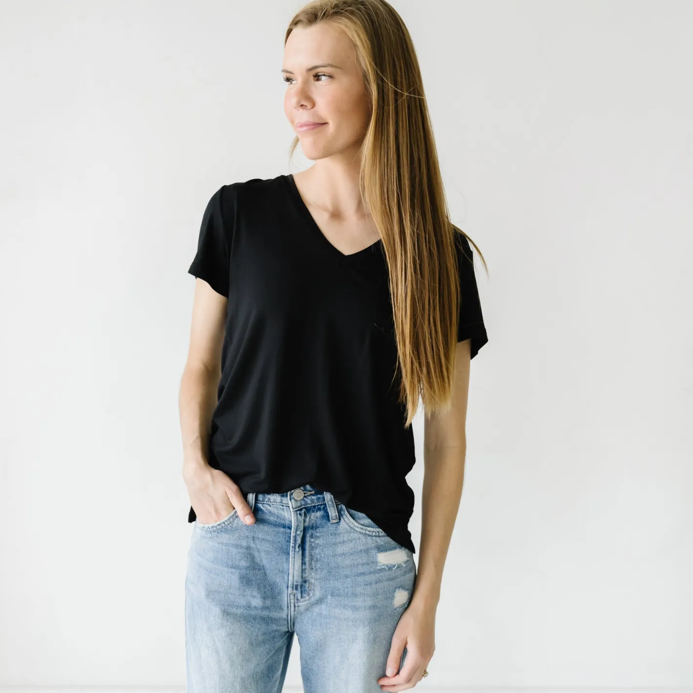 Women's Pajamas|Women's Tees<Little Sleepies Perfect Pocket Tee Black