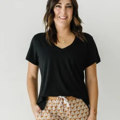 Women's Pajamas|Women's Tees<Little Sleepies Perfect Pocket Tee Black