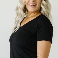 Women's Pajamas|Women's Tees<Little Sleepies Perfect Pocket Tee Black