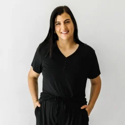 Mommy & Me|Mommy & Me<Little Sleepies Women's Short Sleeve Pajama Top Black