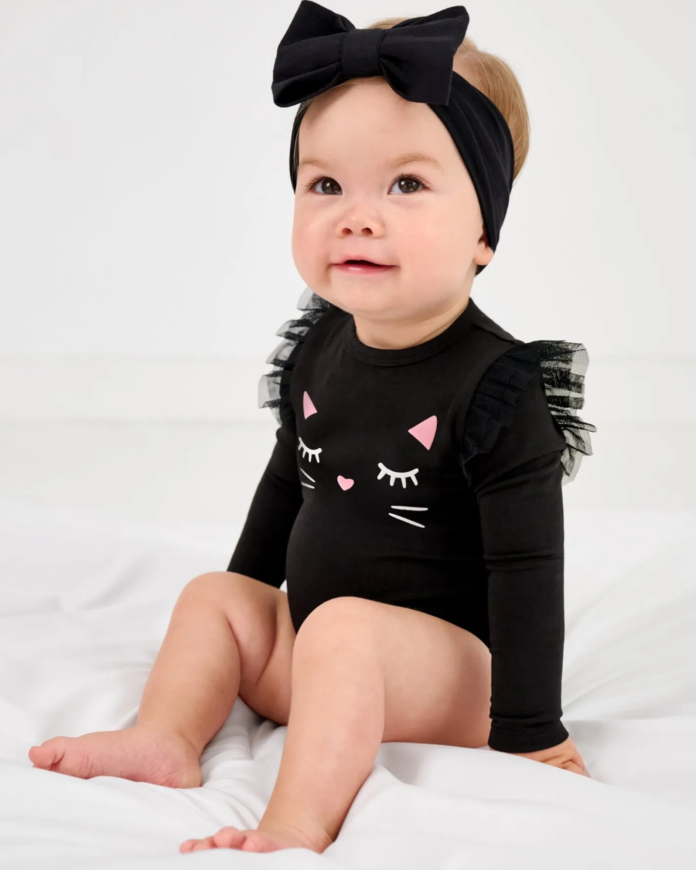 Bamboo Baby Clothes|Bodysuits<Little Sleepies Flutter Bodysuit Black Cat