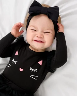 Bamboo Baby Clothes|Bodysuits<Little Sleepies Flutter Bodysuit Black Cat
