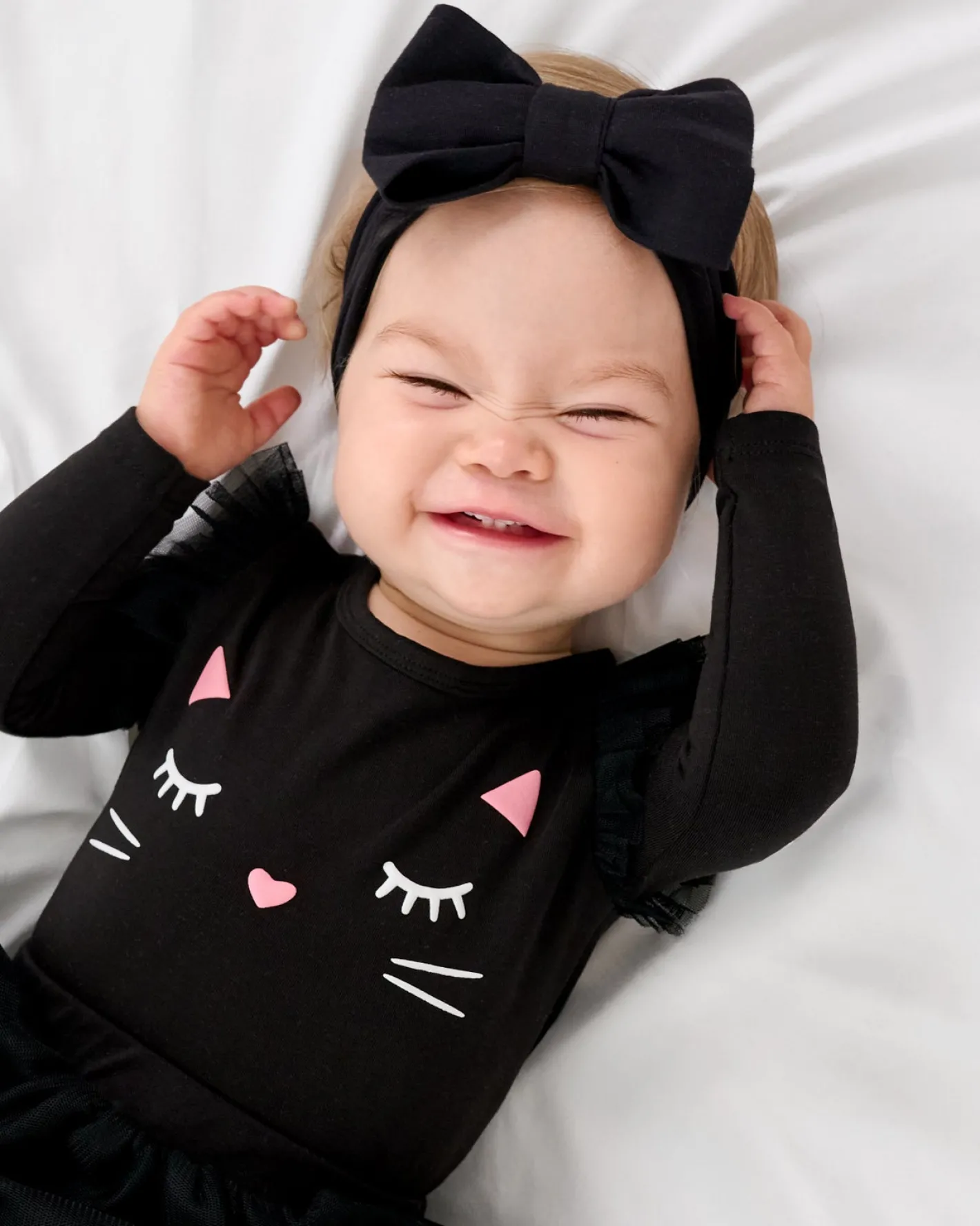 Bamboo Baby Clothes|Bodysuits<Little Sleepies Flutter Bodysuit Black Cat