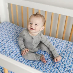 Sheets<Little Sleepies Fitted Crib Sheet Blue Rainbows