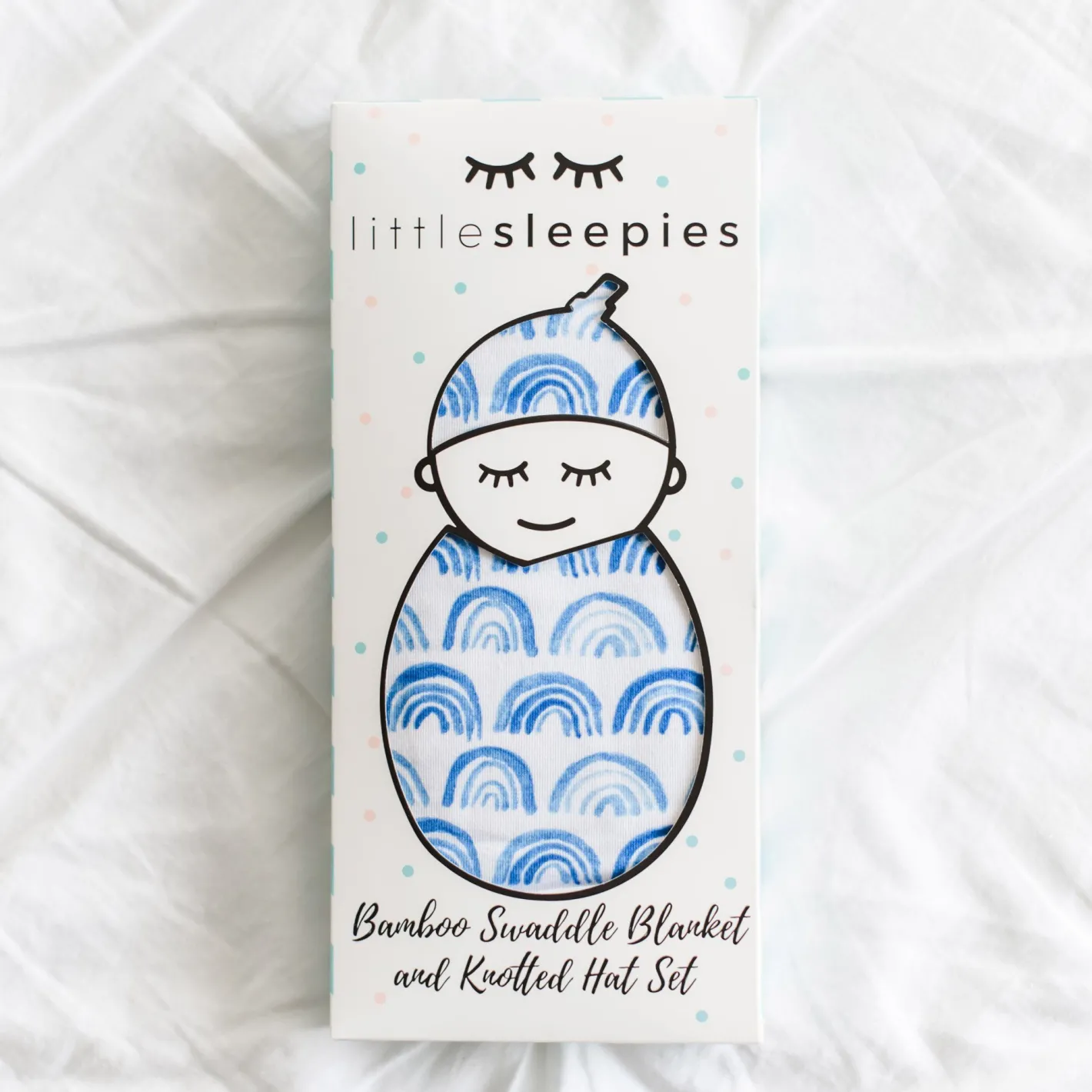 Layette|Swaddles<Little Sleepies Swaddle & Hat Set Blue Rainbows