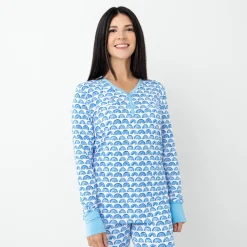 Mommy & Me|Mommy & Me<Little Sleepies Women's Pajama Top Blue Rainbows
