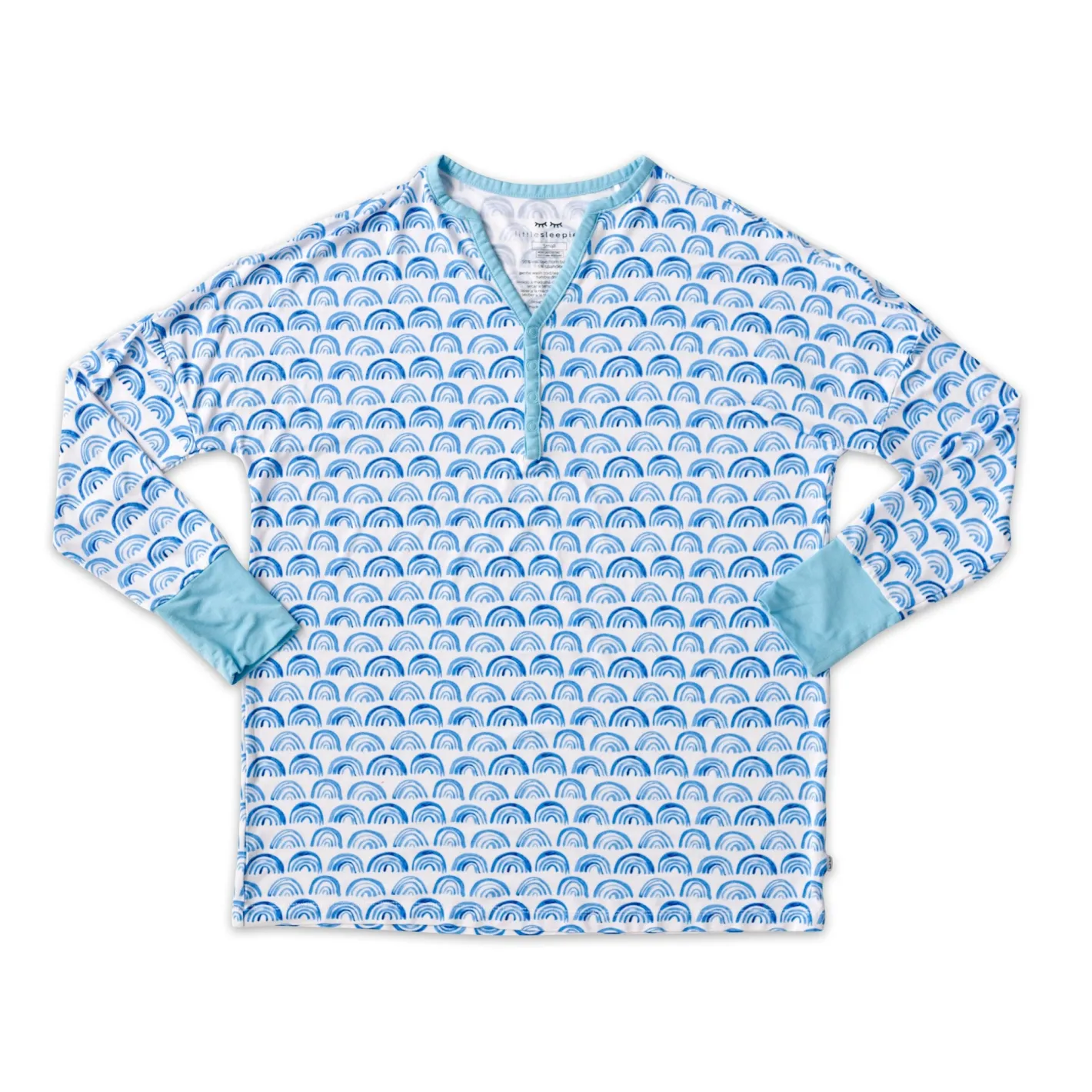 Mommy & Me|Mommy & Me<Little Sleepies Women's Pajama Top Blue Rainbows