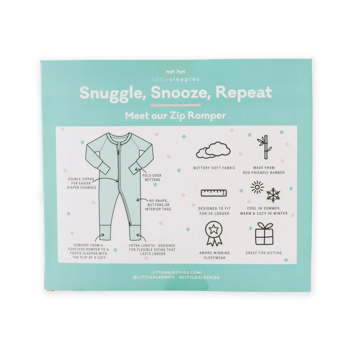 Zippies<Little Sleepies Zippy Blue Rainbows, Sky Blue & Sunshine