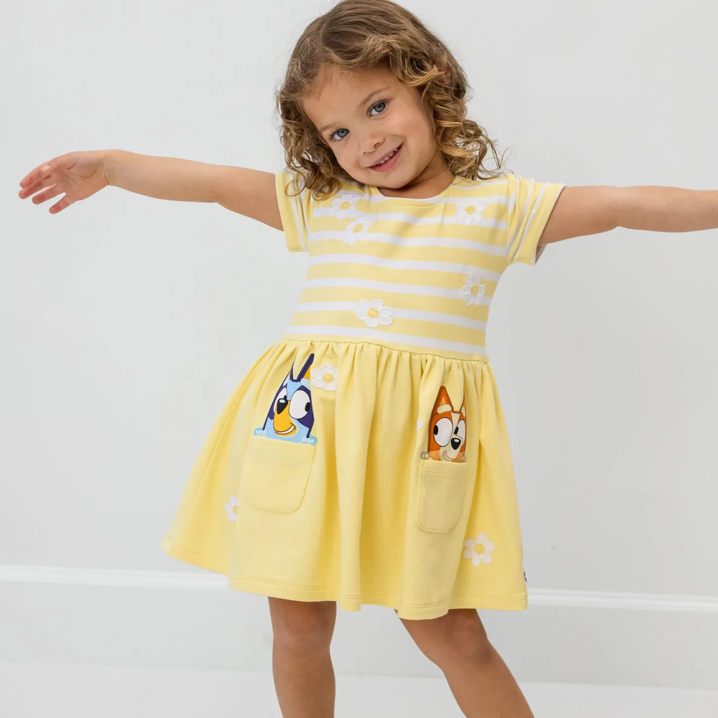 Bamboo Baby Clothes|Dresses<Little Sleepies Patch Pocket Dress with Bloomer Bluey Garden Games