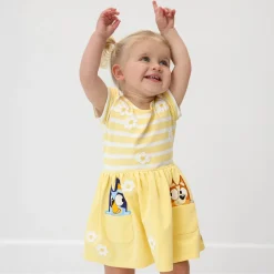 Bamboo Baby Clothes|Dresses<Little Sleepies Patch Pocket Dress with Bloomer Bluey Garden Games