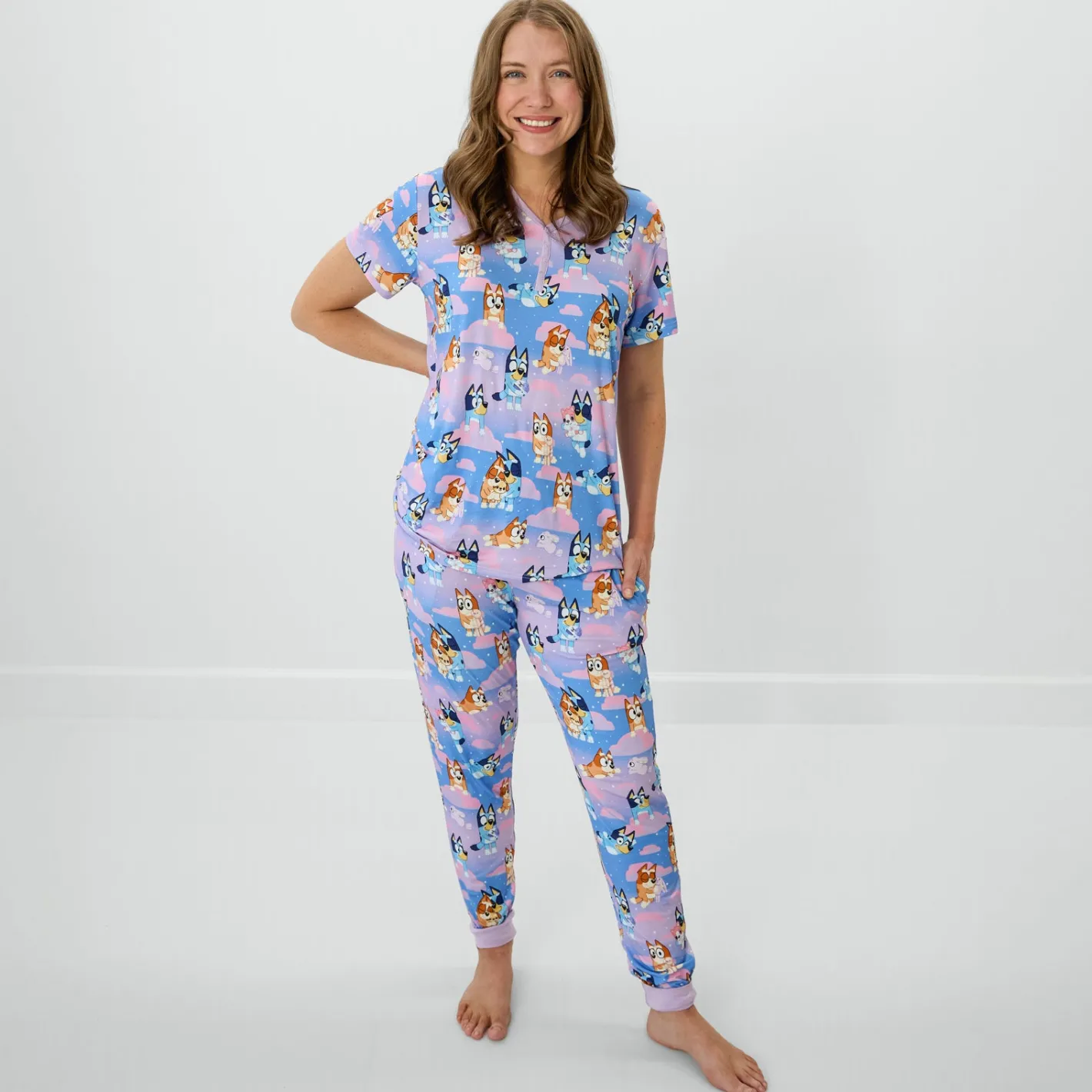 Mommy & Me|Mommy & Me<Little Sleepies Women's Short Sleeve Pajama Top Bluey Sleepytime