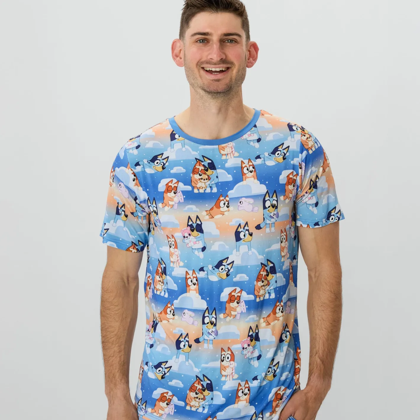 Daddy & Me|Full Family Matching<Little Sleepies Men's Short Sleeve Pajama Top Bluey Sleepytime