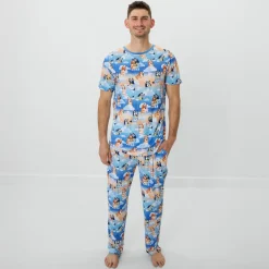Daddy & Me|Full Family Matching<Little Sleepies Men's Short Sleeve Pajama Top Bluey Sleepytime