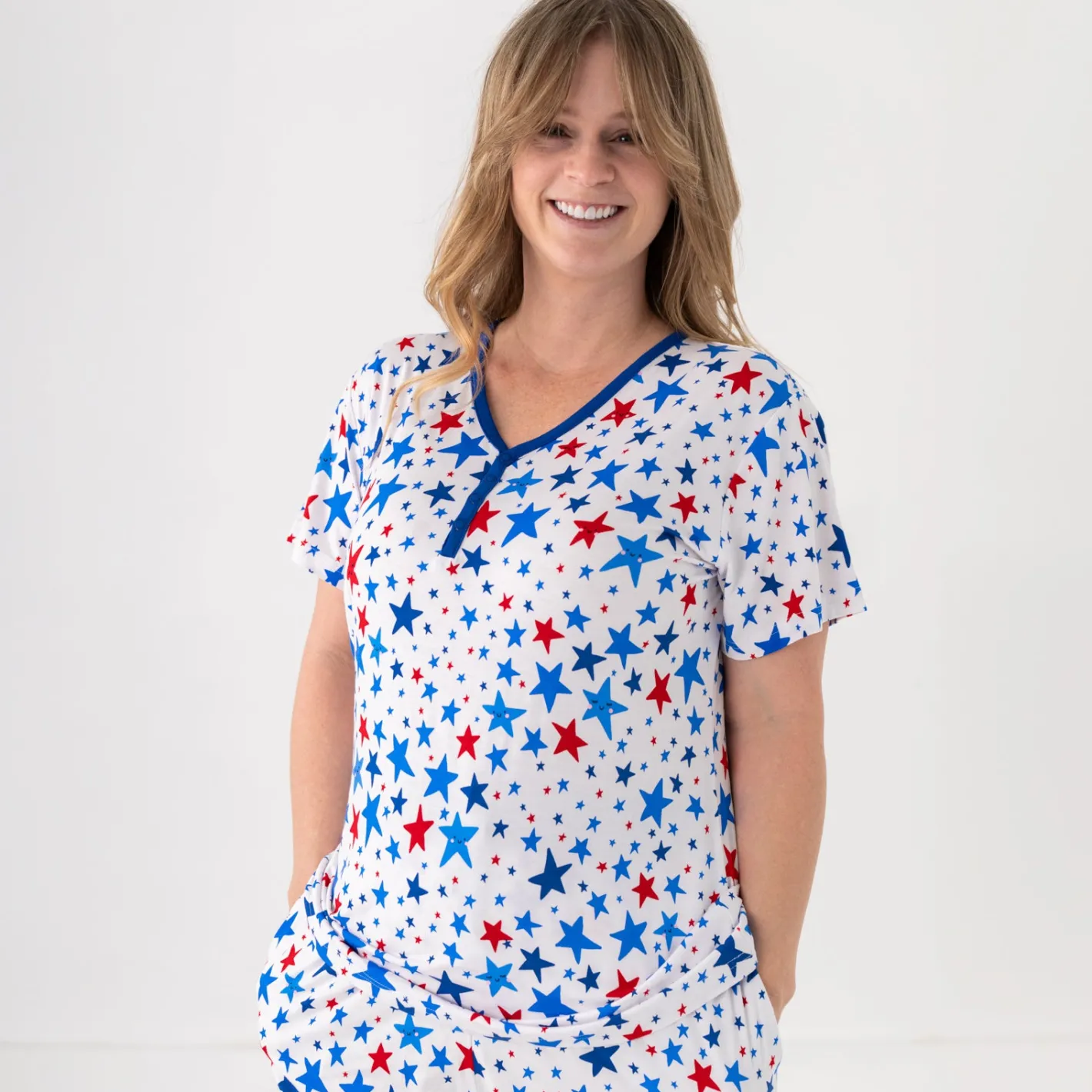 Mommy & Me|Mommy & Me<Little Sleepies Women's Short Sleeve Pajama Top Bright Stars