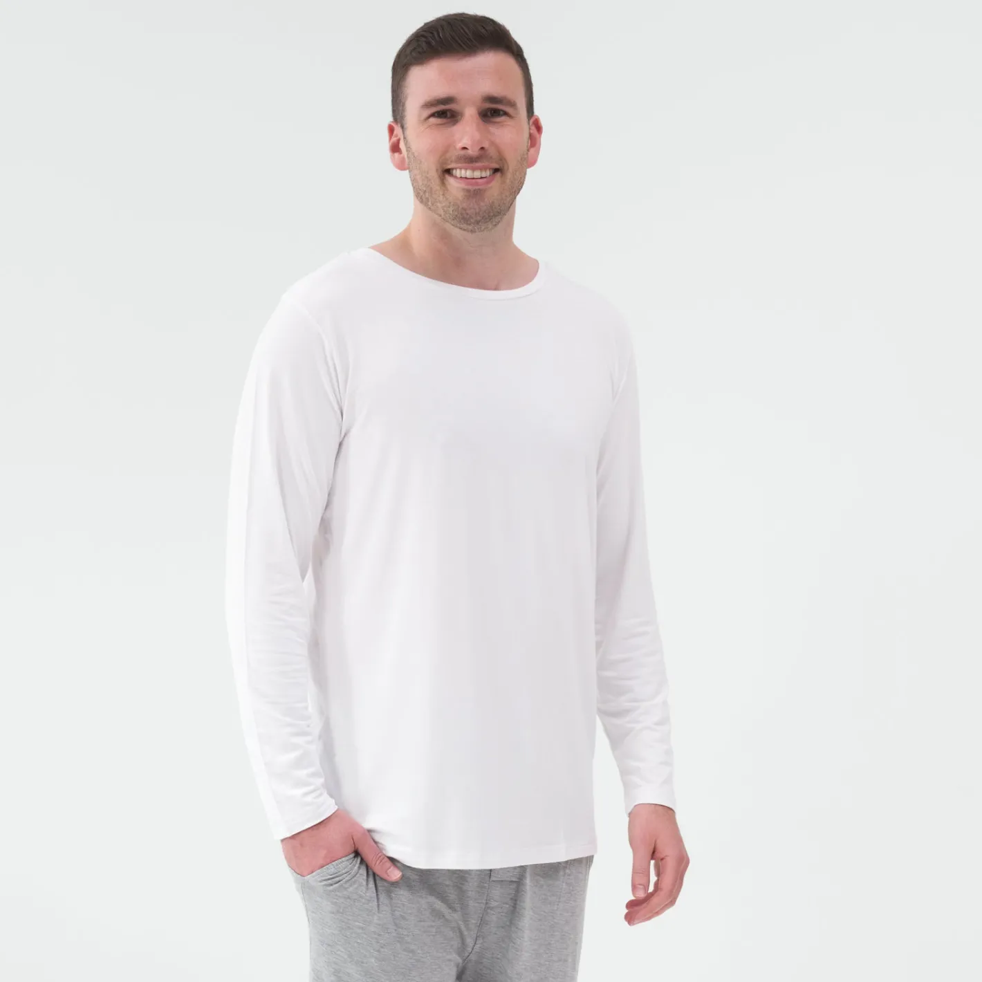 Daddy & Me|Full Family Matching<Little Sleepies Men's Pajama Top Bright White