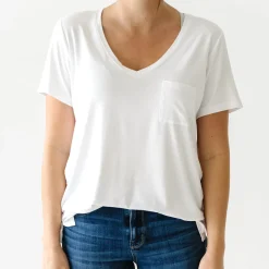 Women's Pajamas|Women's Tees<Little Sleepies Perfect Pocket Tee Bright White