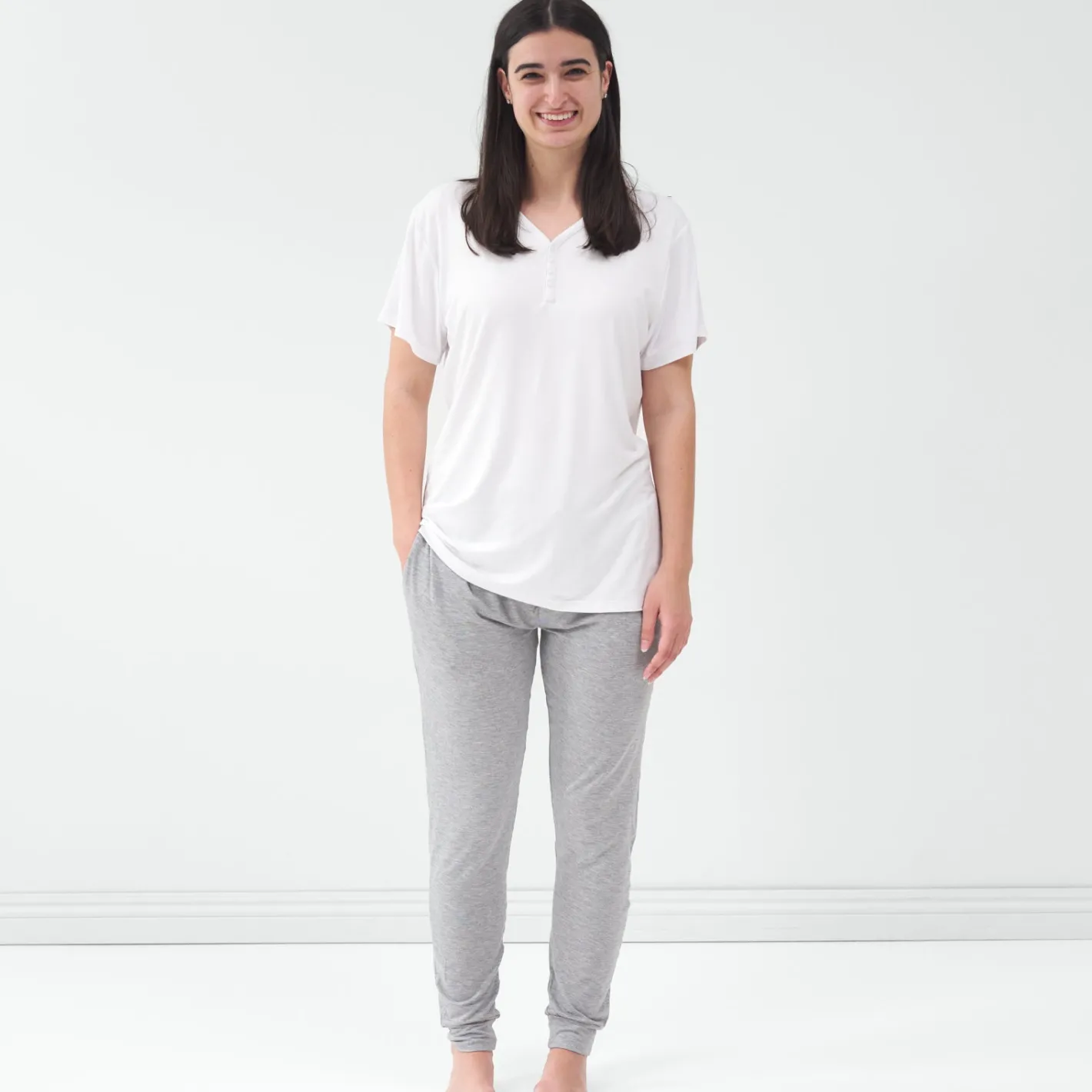 Mommy & Me|Mommy & Me<Little Sleepies Women's Short Sleeve Pajama Top Bright White