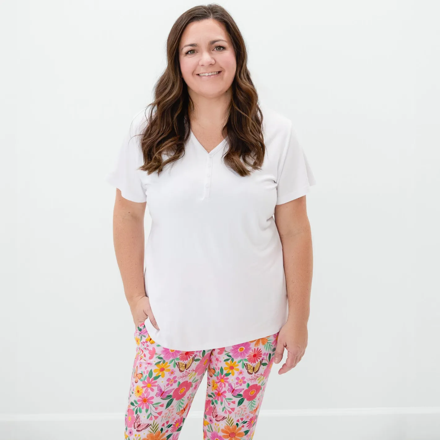 Mommy & Me|Mommy & Me<Little Sleepies Women's Short Sleeve Pajama Top Bright White