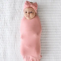 Layette|Swaddles<Little Sleepies Ribbed Swaddle & Luxe Bow Headband Set Bubblegum