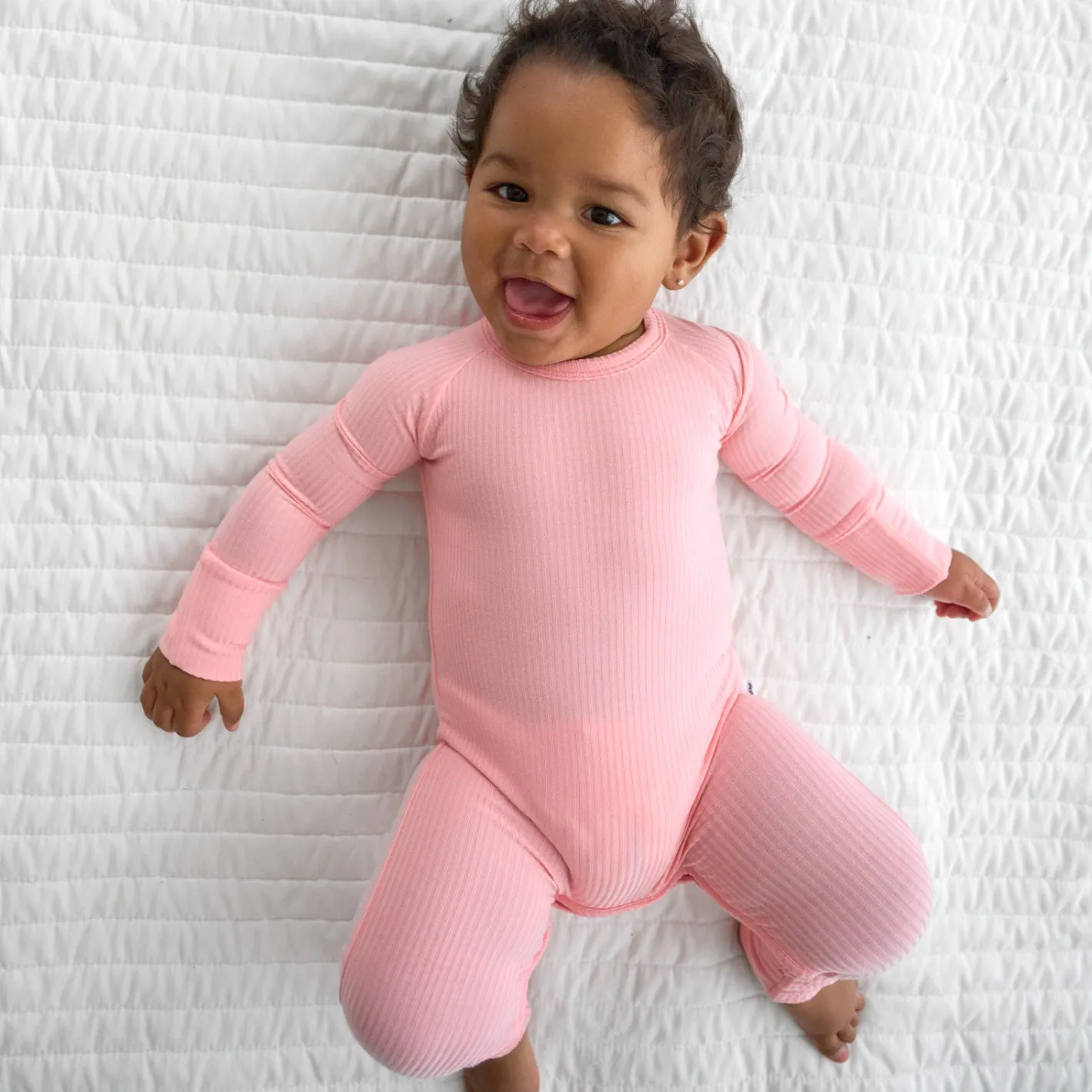 Zippies<Little Sleepies Ribbed Crescent Zippy Bubblegum