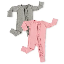 Zippies<Little Sleepies Zippy Bubblegum & Heather Gray Ruffle