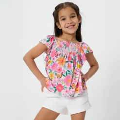 Tops & Tees|Tops & Tees<Little Sleepies Smocked Flutter Top Butterfly Blooms