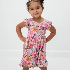 Bamboo Baby Clothes|Bodysuits<Little Sleepies Flutter Twirl Dress with Bodysuit Butterfly Blooms