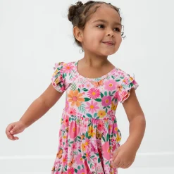 Bamboo Baby Clothes|Bodysuits<Little Sleepies Flutter Twirl Dress with Bodysuit Butterfly Blooms