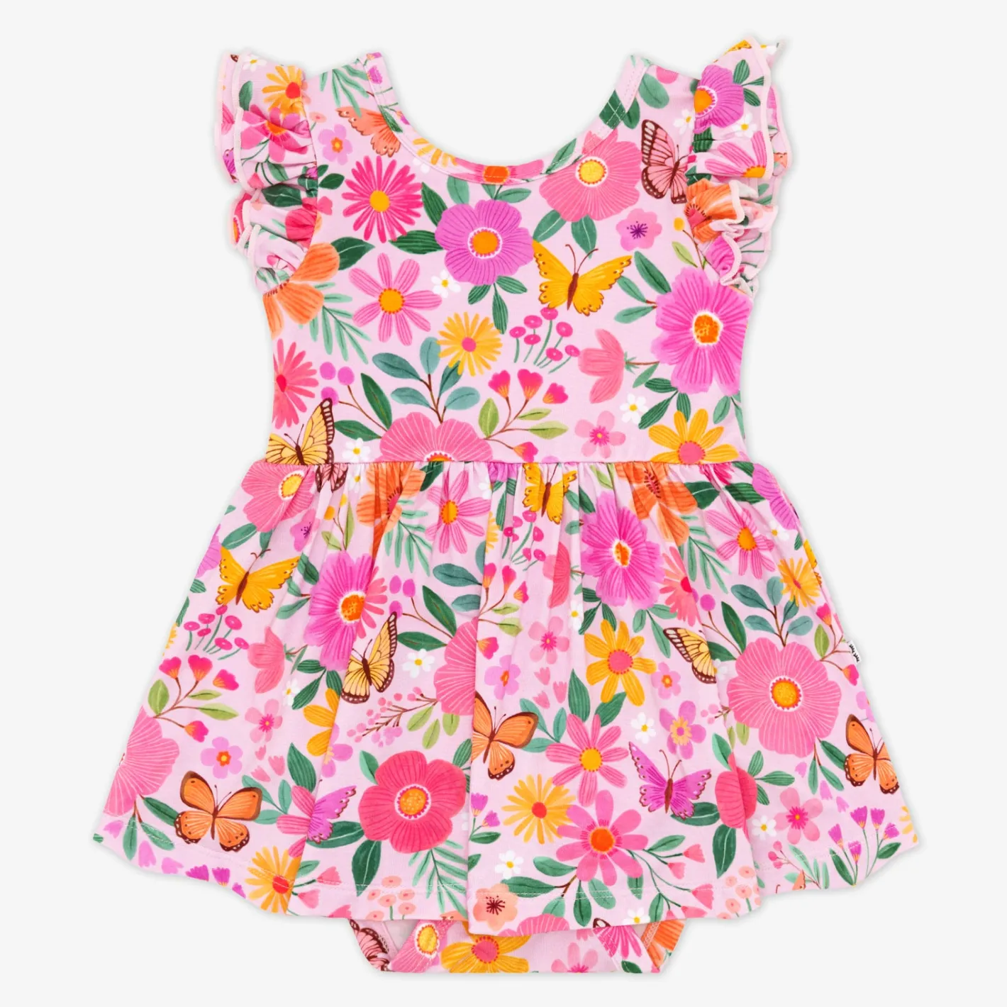Bamboo Baby Clothes|Bodysuits<Little Sleepies Flutter Twirl Dress with Bodysuit Butterfly Blooms