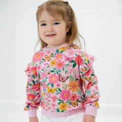 Sweaters & Hoodies|Sweaters & Hoodies<Little Sleepies Flutter Crewneck Butterfly Blooms