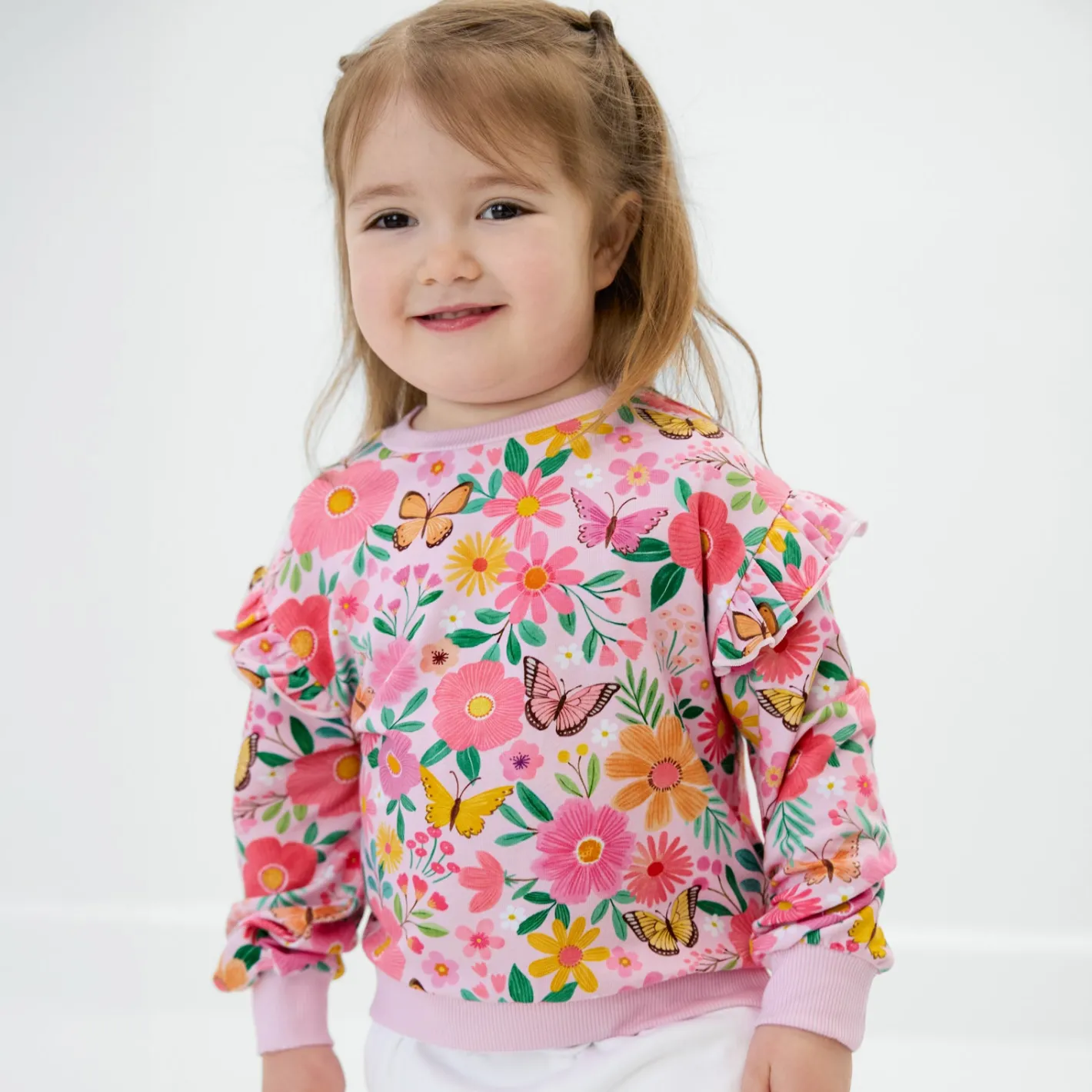 Sweaters & Hoodies|Sweaters & Hoodies<Little Sleepies Flutter Crewneck Butterfly Blooms